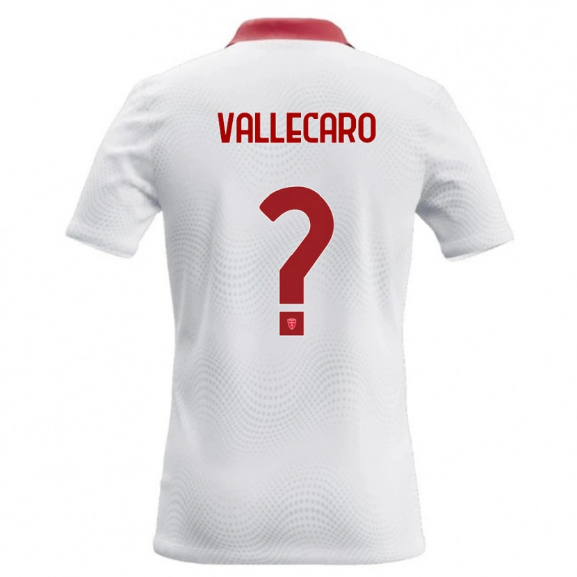 Danxen Bambino Maglia Christian Vallecaro #0 Bianco Rosso Kit Gara Away 2026/27 Maglietta