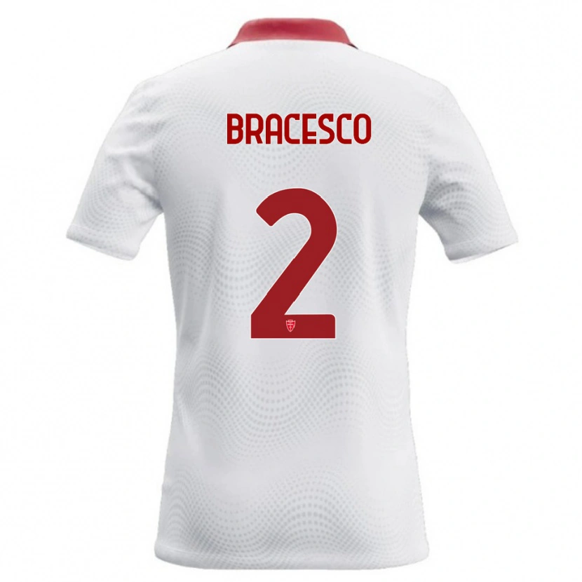 Danxen Bambino Maglia Riccardo Bracesco #2 Bianco Rosso Kit Gara Away 2026/27 Maglietta