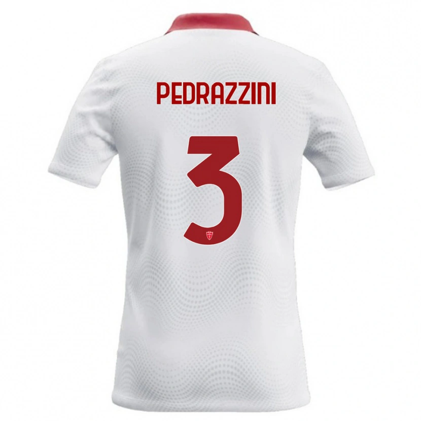Danxen Bambino Maglia Carlo Pedrazzini #3 Bianco Rosso Kit Gara Away 2026/27 Maglietta