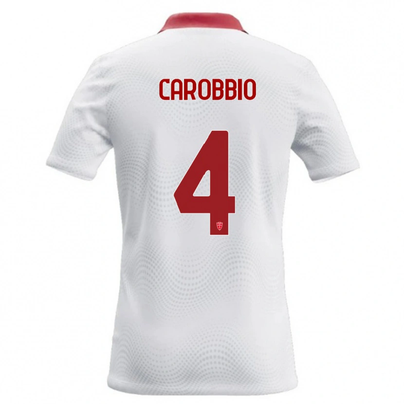 Danxen Bambino Maglia Giacomo Carobbio #4 Bianco Rosso Kit Gara Away 2026/27 Maglietta