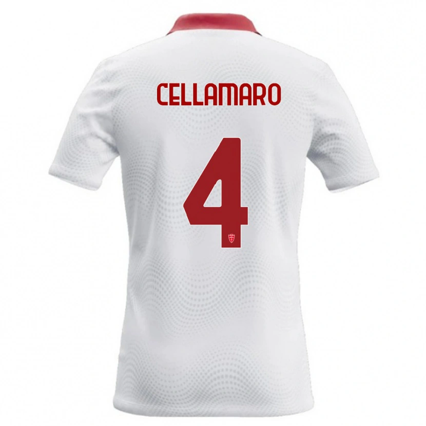 Danxen Bambino Maglia Simone Cellamaro #4 Bianco Rosso Kit Gara Away 2026/27 Maglietta