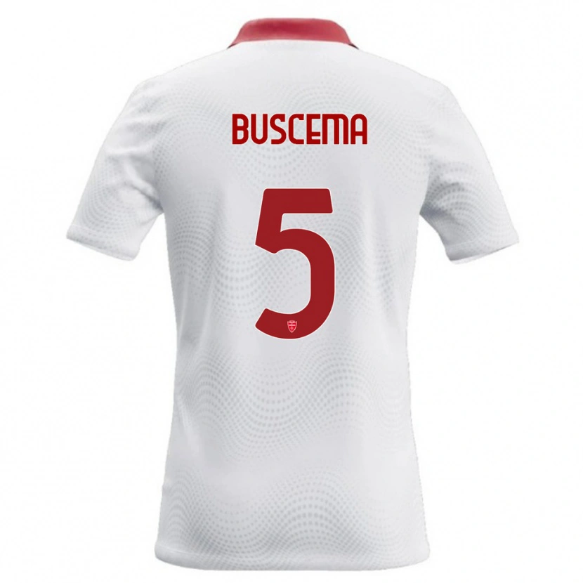 Danxen Bambino Maglia Rosario Buscema #5 Bianco Rosso Kit Gara Away 2026/27 Maglietta