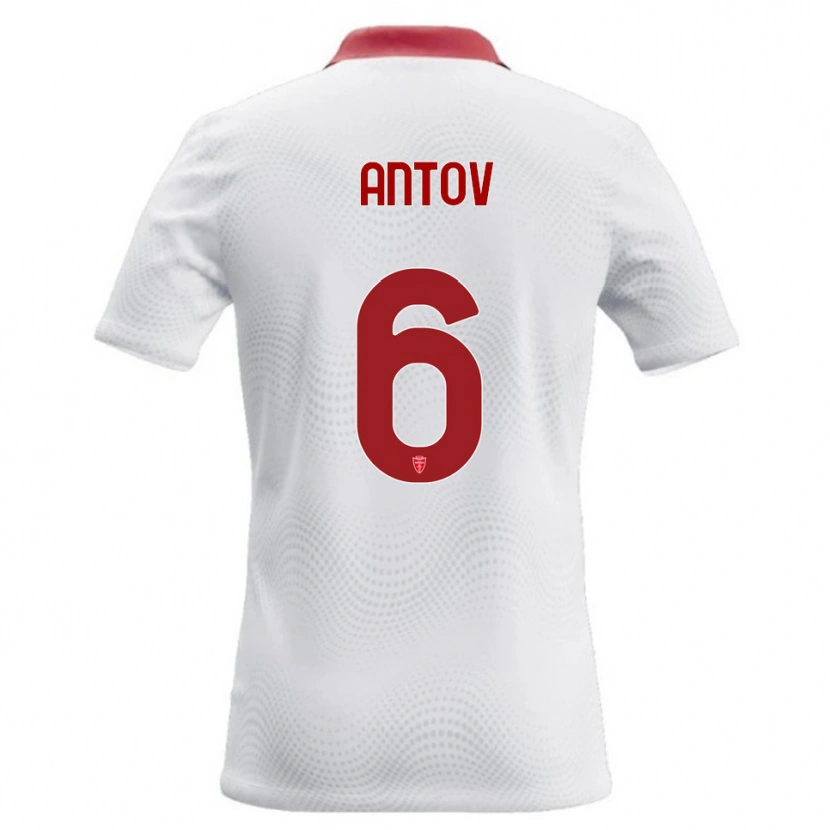 Danxen Bambino Maglia Valentin Antov #6 Bianco Rosso Kit Gara Away 2026/27 Maglietta