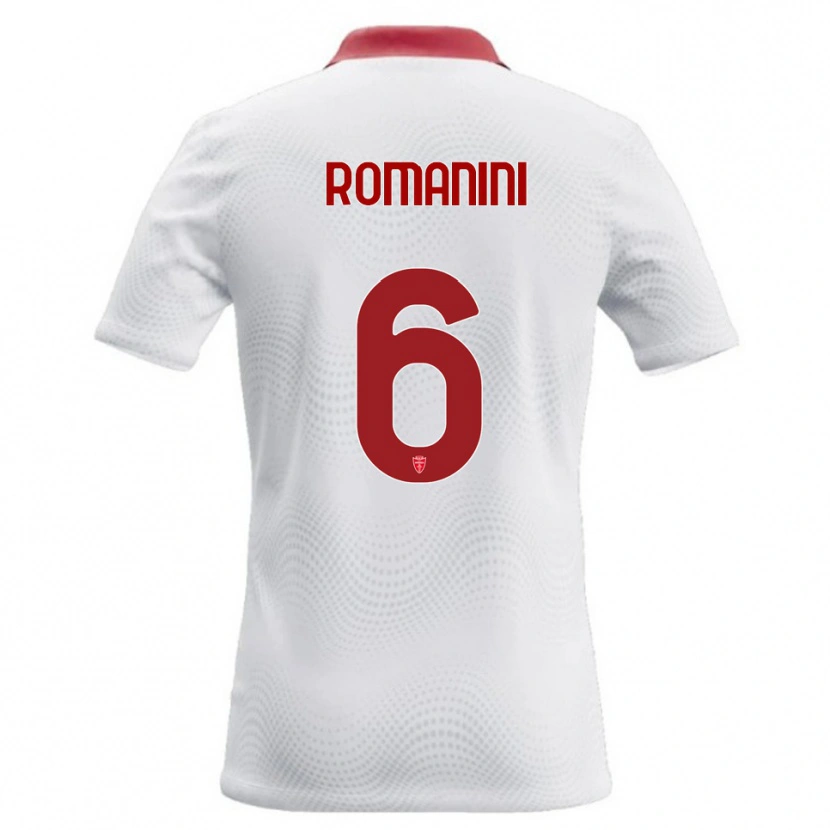 Danxen Bambino Maglia Andrea Romanini #6 Bianco Rosso Kit Gara Away 2026/27 Maglietta