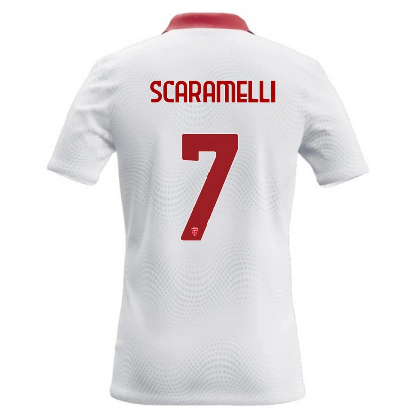 Danxen Bambino Maglia Endris Scaramelli #7 Bianco Rosso Kit Gara Away 2026/27 Maglietta