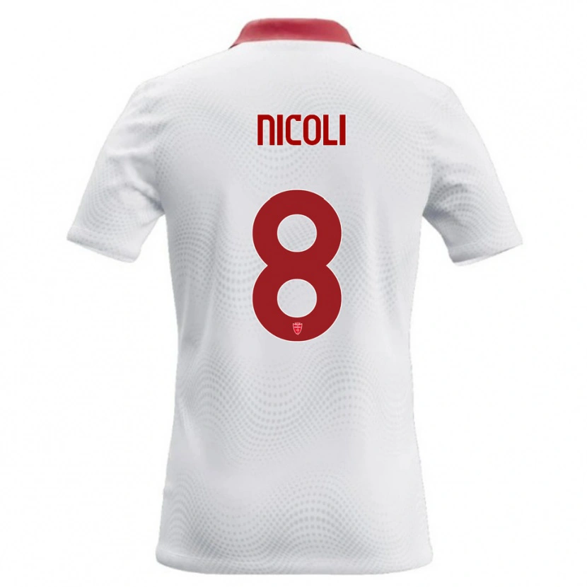 Danxen Bambino Maglia Andrea Nicoli #8 Bianco Rosso Kit Gara Away 2026/27 Maglietta