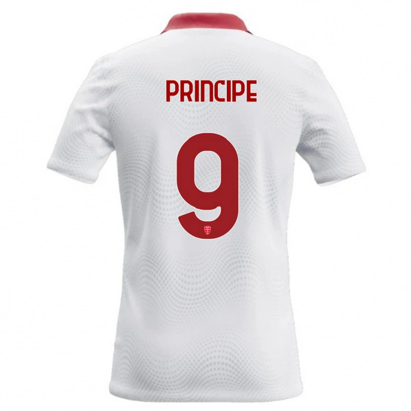 Danxen Bambino Maglia Tommaso Principe #9 Bianco Rosso Kit Gara Away 2026/27 Maglietta
