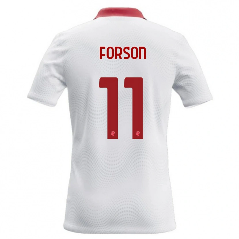 Danxen Bambino Maglia Omari Forson #11 Bianco Rosso Kit Gara Away 2026/27 Maglietta