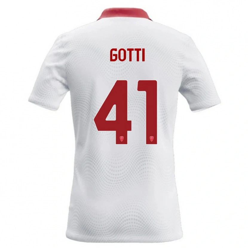 Danxen Bambino Maglia Andrea Gotti #41 Bianco Rosso Kit Gara Away 2026/27 Maglietta