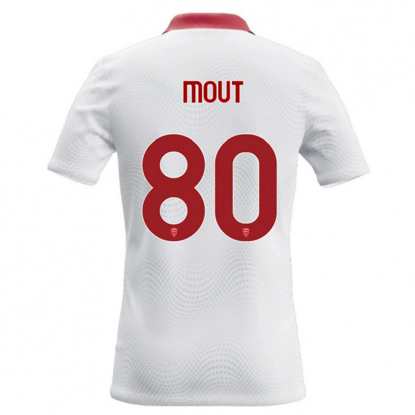 Danxen Bambino Maglia Mathis Mout #80 Bianco Rosso Kit Gara Away 2026/27 Maglietta