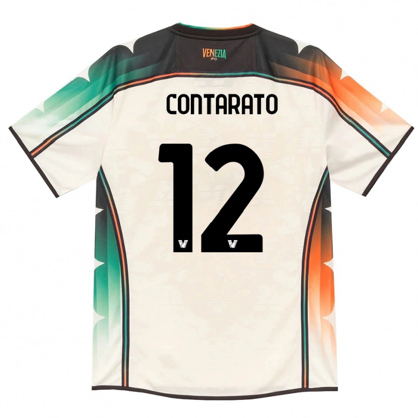 Danxen Bambino Maglia Ettore Contarato #12 Oldlace Arancio Verde Kit Gara Away 2026/27 Maglietta