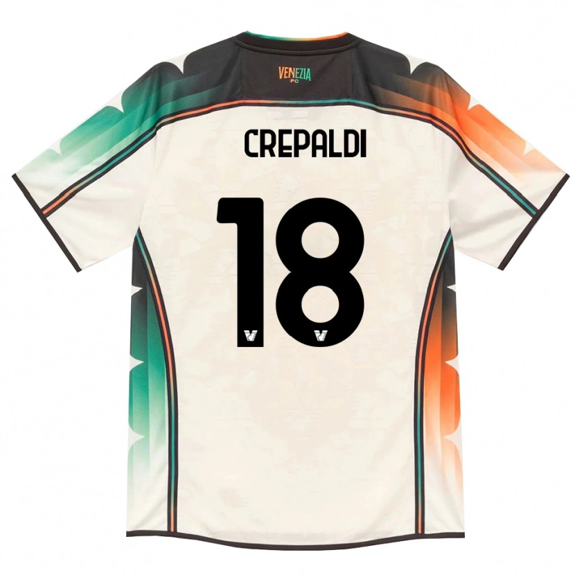 Danxen Bambino Maglia Nicolò Crepaldi #18 Oldlace Arancio Verde Kit Gara Away 2026/27 Maglietta