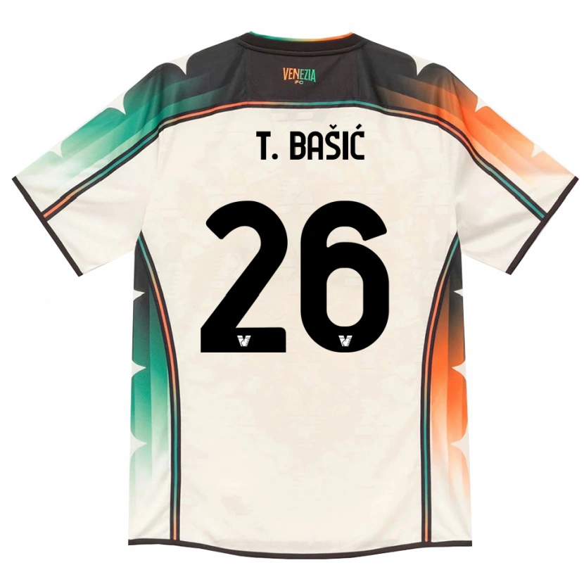 Danxen Bambino Maglia Toma Bašić #26 Oldlace Arancio Verde Kit Gara Away 2026/27 Maglietta
