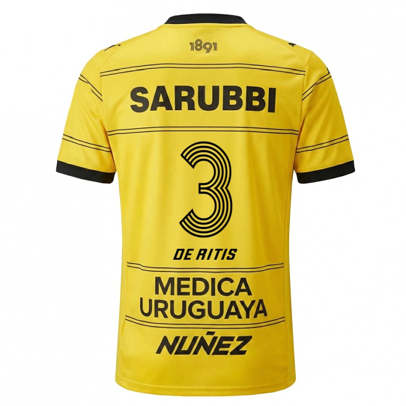 Danxen Bambino Maglia Mathías De Ritis #3 Giallo Nero Kit Gara Away 2026/27 Maglietta