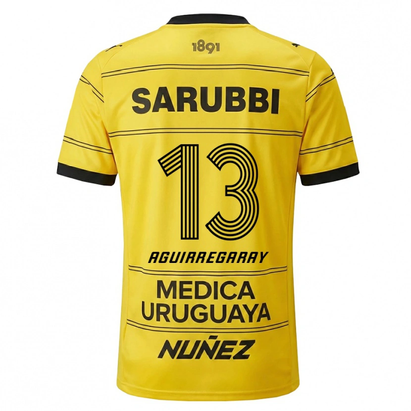 Danxen Bambino Maglia Matías Aguirregaray #13 Giallo Nero Kit Gara Away 2026/27 Maglietta