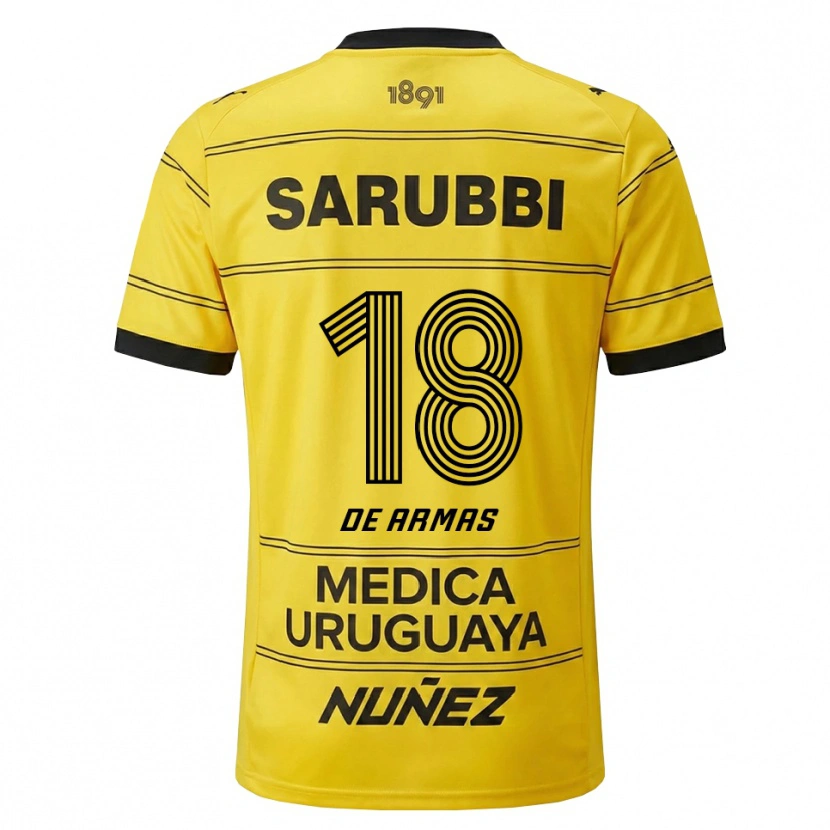 Danxen Bambino Maglia Nahuel De Armas #18 Giallo Nero Kit Gara Away 2026/27 Maglietta