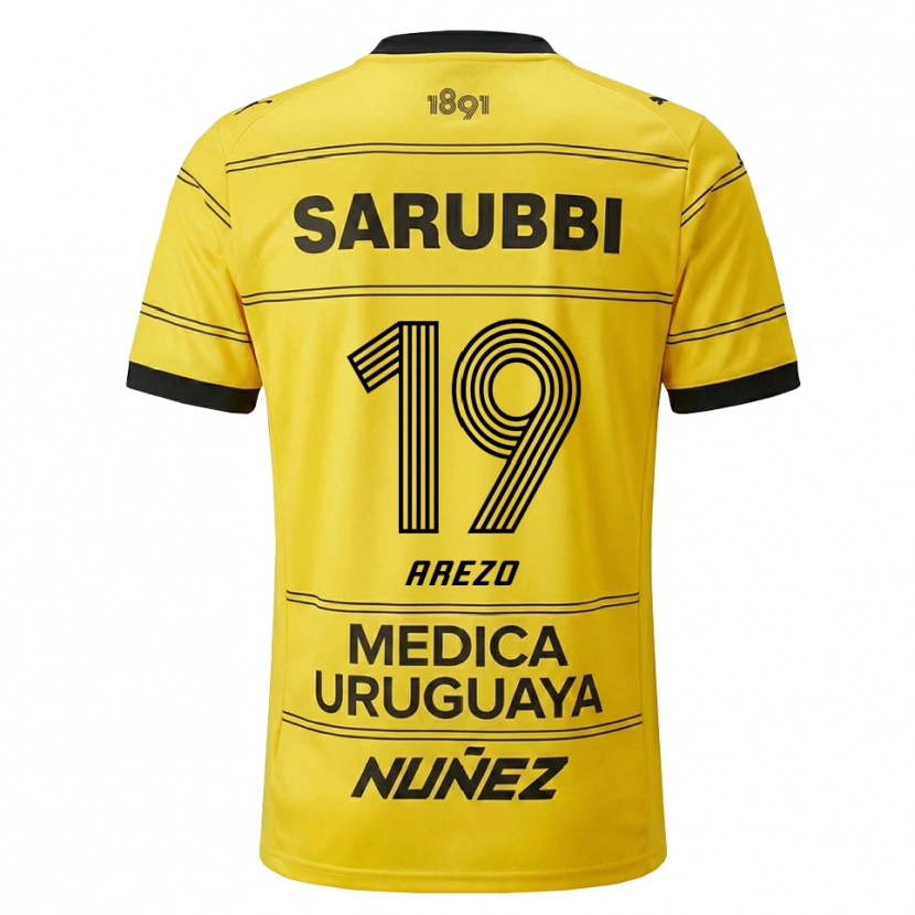 Danxen Bambino Maglia Matías Arezo #19 Giallo Nero Kit Gara Away 2026/27 Maglietta