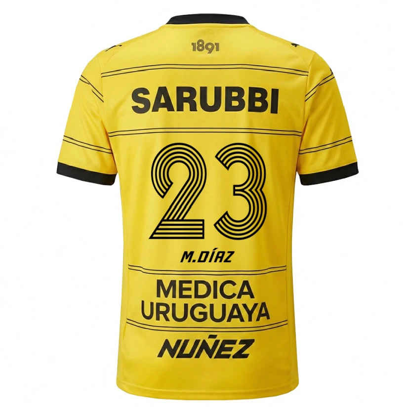 Danxen Bambino Maglia Mateo Díaz #23 Giallo Nero Kit Gara Away 2026/27 Maglietta