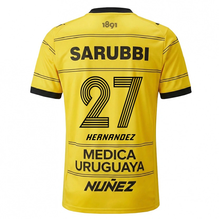 Danxen Bambino Maglia Lucas Hernández #27 Giallo Nero Kit Gara Away 2026/27 Maglietta