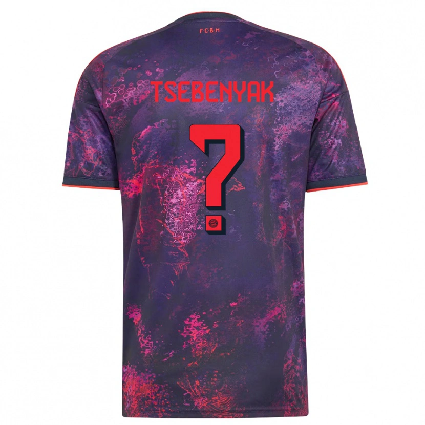 Danxen Bambino Maglia Dmytro Tsebenyak #0 Viola Rosso Kit Gara Third 2026/27 Maglietta