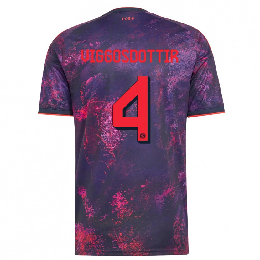 Danxen Bambino Maglia Glódís Perla Viggósdóttir #4 Viola Rosso Kit Gara Third 2026/27 Maglietta