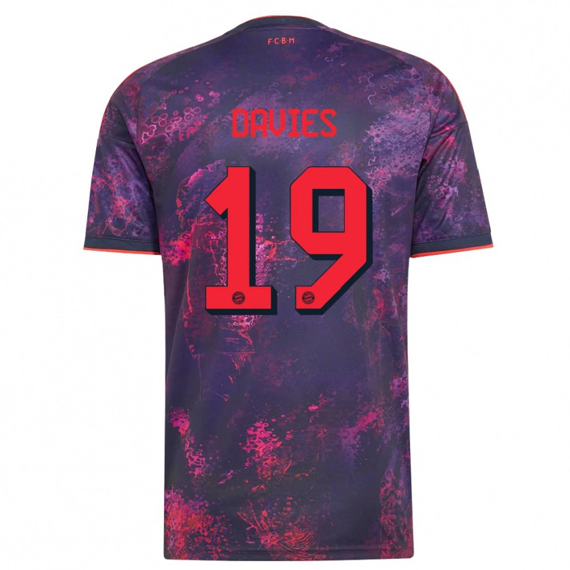 Danxen Bambino Maglia Alphonso Davies #19 Viola Rosso Kit Gara Third 2026/27 Maglietta