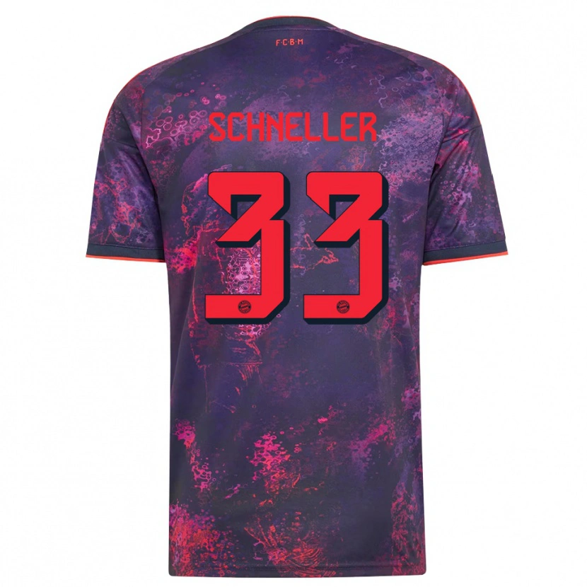 Danxen Bambino Maglia Lukas Schneller #33 Viola Rosso Kit Gara Third 2026/27 Maglietta