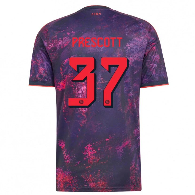Danxen Bambino Maglia Leonard Prescott #37 Viola Rosso Kit Gara Third 2026/27 Maglietta
