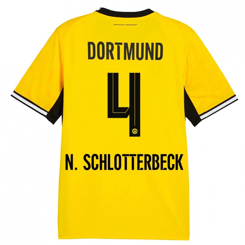 Danxen Uomo Maglia Nico Schlotterbeck #4 Giallo Nero Bianco Kit Gara Home 2026/27 Maglietta
