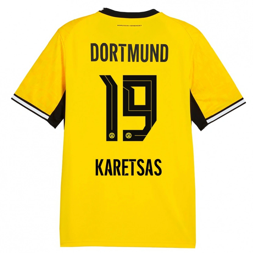 Danxen Uomo Maglia Konstantinos Karetsas #19 Giallo Nero Bianco Kit Gara Home 2026/27 Maglietta