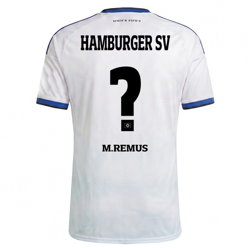 Danxen Uomo Maglia Mathias Remus #0 Bianco Nero Blu Kit Gara Home 2026/27 Maglietta