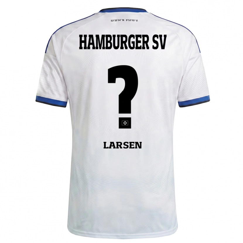 Danxen Uomo Maglia Yannik Larsen #0 Bianco Nero Blu Kit Gara Home 2026/27 Maglietta