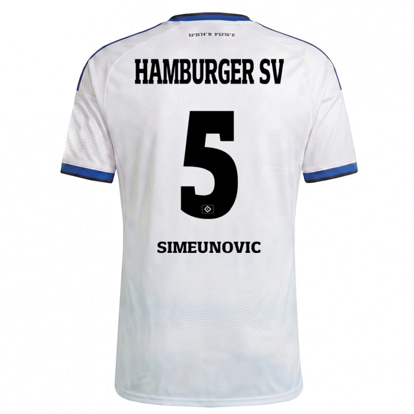 Danxen Uomo Maglia Denis Simeunovic #5 Bianco Nero Blu Kit Gara Home 2026/27 Maglietta