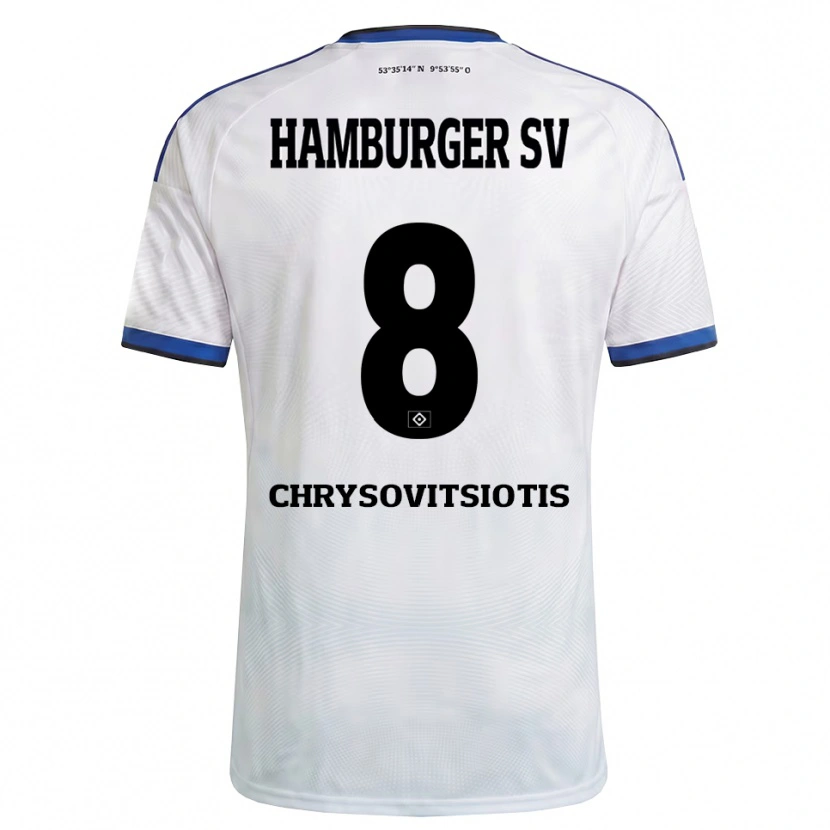 Danxen Uomo Maglia Stefanos Chrysovitsiotis #8 Bianco Nero Blu Kit Gara Home 2026/27 Maglietta