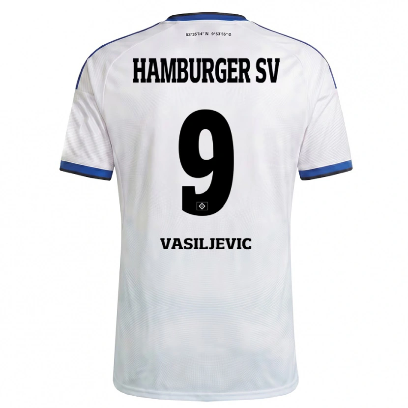 Danxen Uomo Maglia Andrej Vasiljevic #9 Bianco Nero Blu Kit Gara Home 2026/27 Maglietta