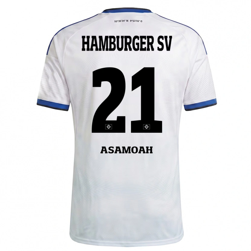 Danxen Uomo Maglia Justin Asamoah #21 Bianco Nero Blu Kit Gara Home 2026/27 Maglietta