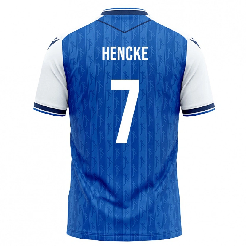 Danxen Uomo Maglia Oskar Hencke #7 Blu Reale Bianco Kit Gara Home 2026/27 Maglietta