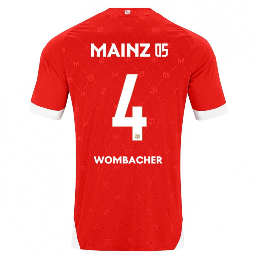 Danxen Uomo Maglia Fynn Wombacher #4 Rosso Bianco Kit Gara Home 2026/27 Maglietta