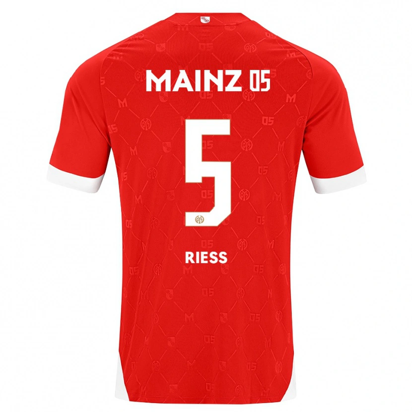 Danxen Uomo Maglia Fabian Rieß #5 Rosso Bianco Kit Gara Home 2026/27 Maglietta