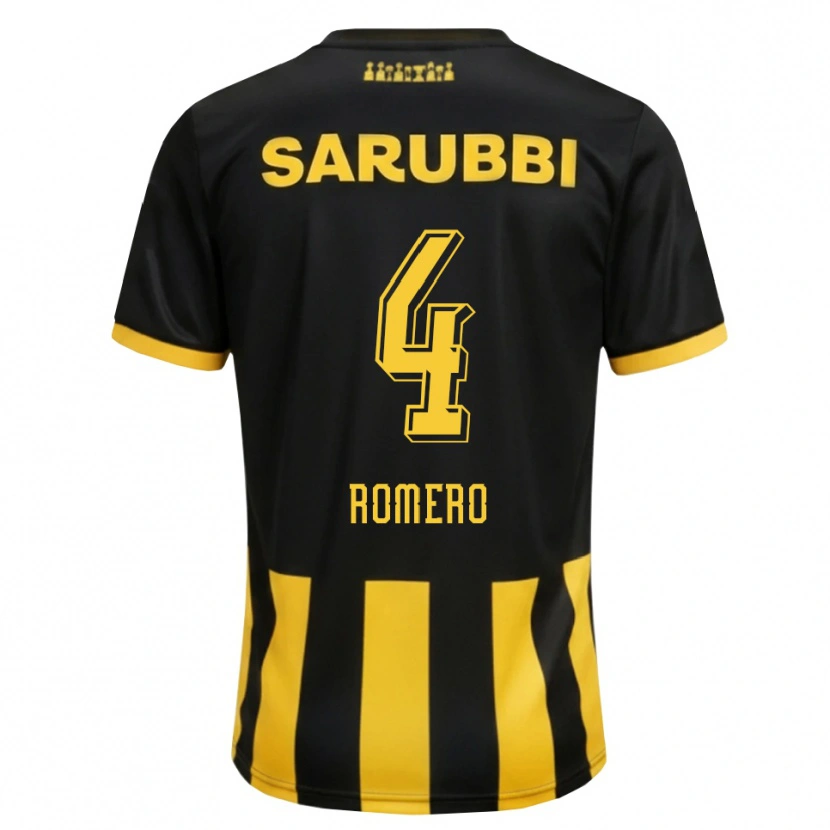 Danxen Uomo Maglia Franco Romero #4 Nero Giallo Kit Gara Home 2026/27 Maglietta