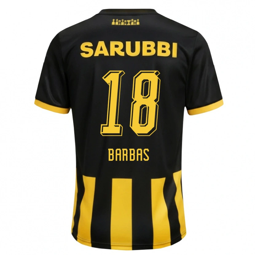 Danxen Uomo Maglia Germán Barbas #18 Nero Giallo Kit Gara Home 2026/27 Maglietta