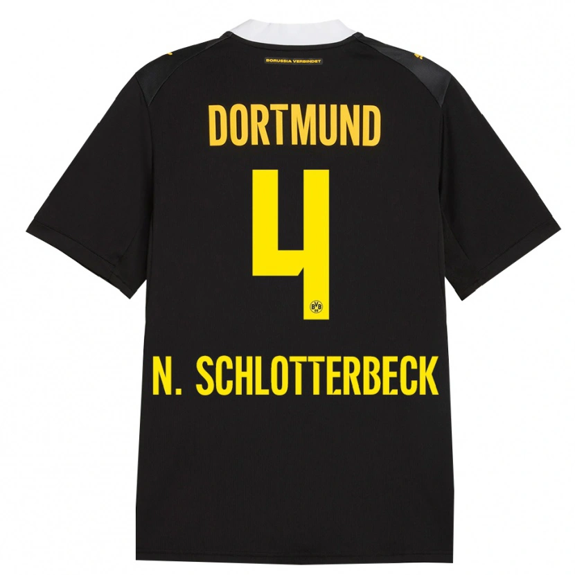 Danxen Uomo Maglia Nico Schlotterbeck #4 Rosso Giallo Nero Kit Gara Away 2026/27 Maglietta