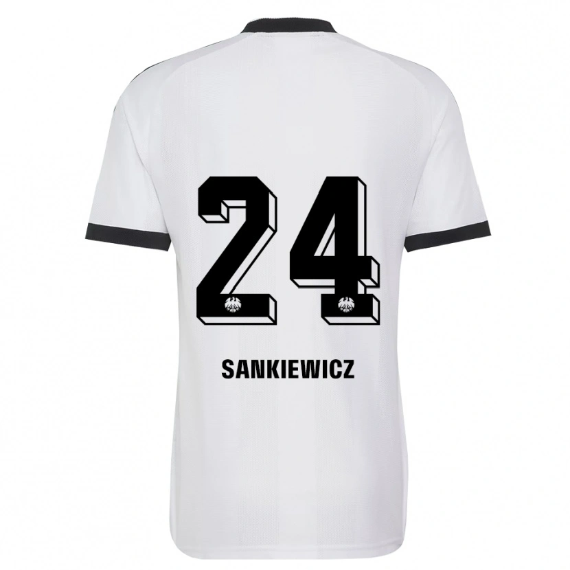 Danxen Uomo Maglia Dawid Sankiewicz #24 Bianco Nero Kit Gara Away 2026/27 Maglietta