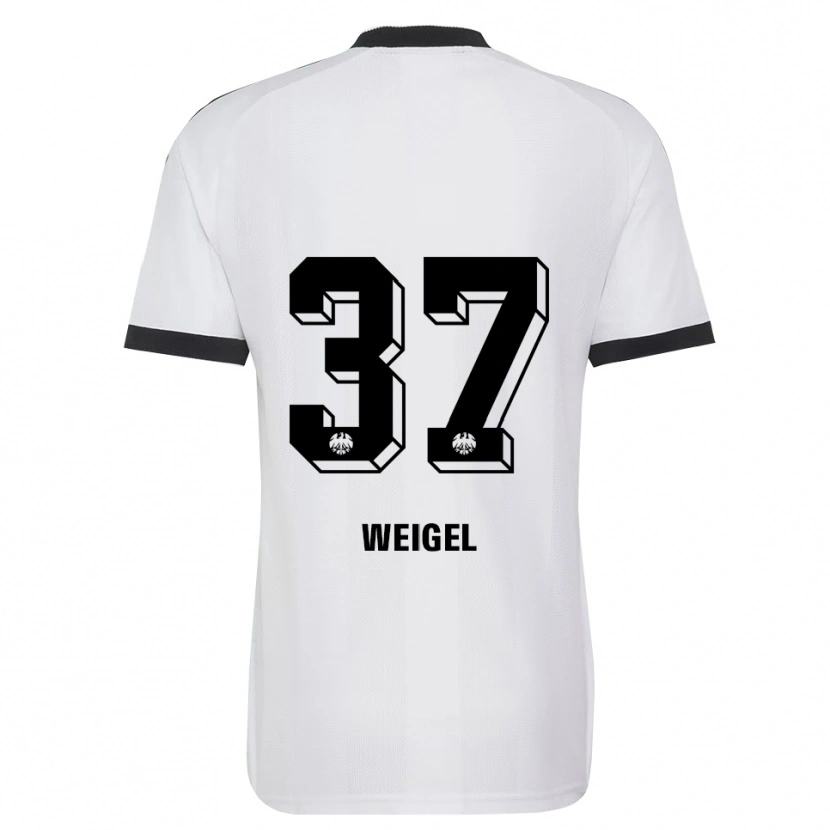 Danxen Uomo Maglia Tobias Weigel #37 Bianco Nero Kit Gara Away 2026/27 Maglietta