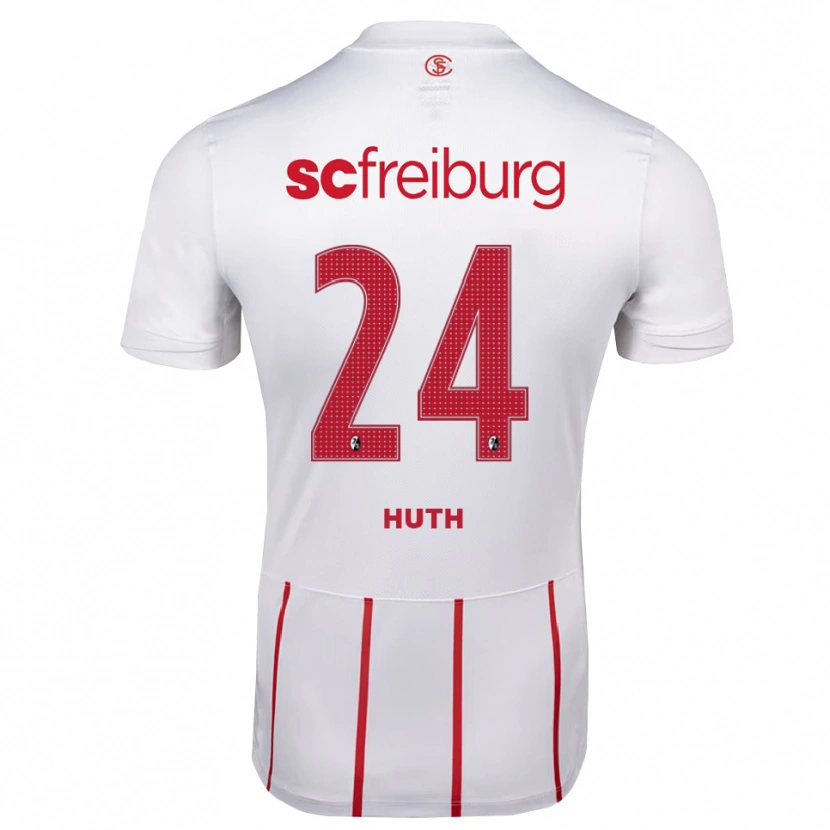 Danxen Uomo Maglia Jannik Huth #24 Bianco Rosso Giallo Kit Gara Away 2026/27 Maglietta