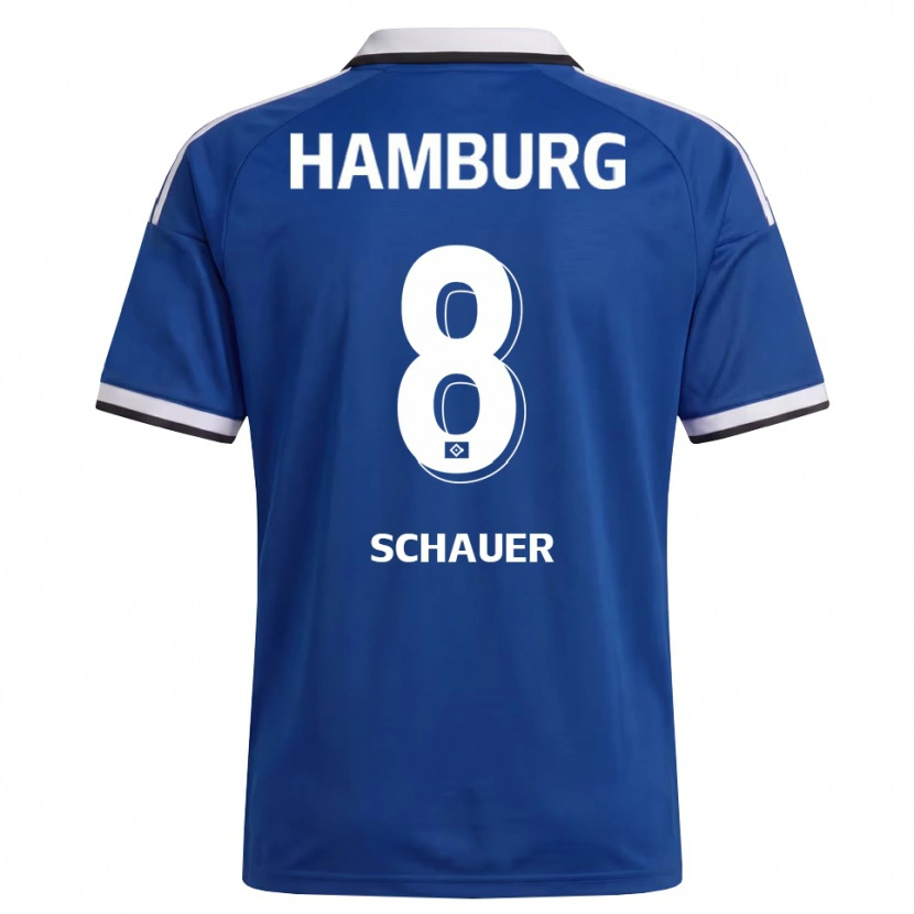 Danxen Uomo Maglia Martin Schauer #8 Bianco Blu Kit Gara Away 2026/27 Maglietta
