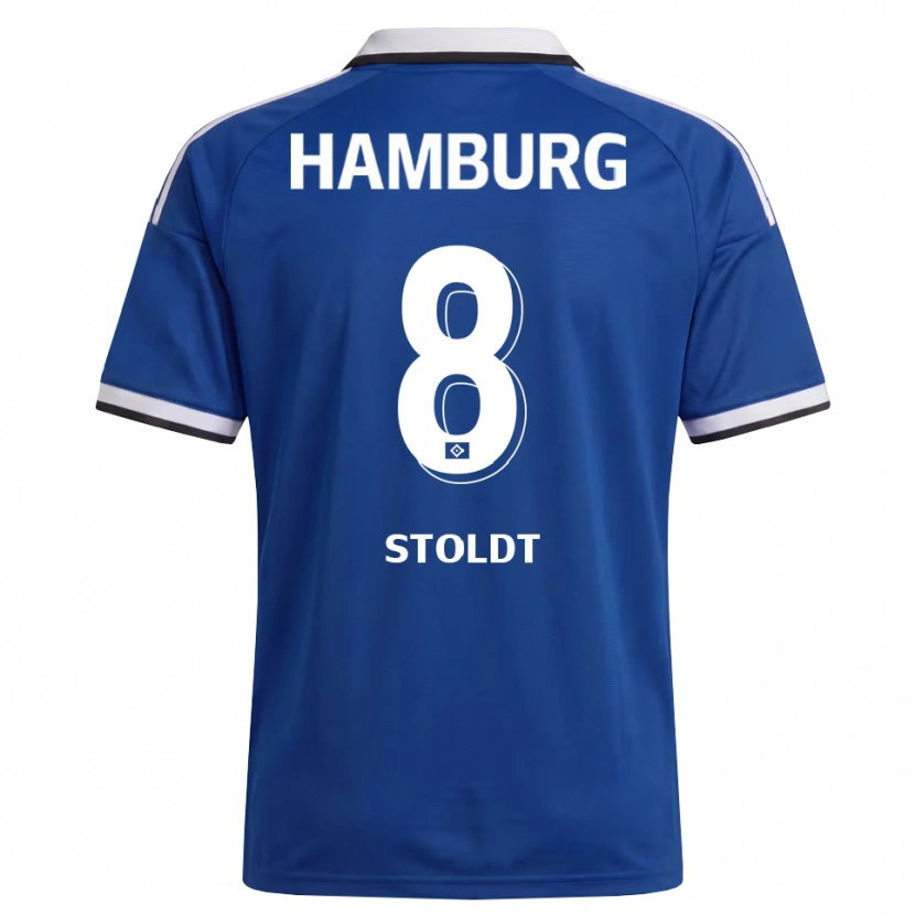 Danxen Uomo Maglia Svea Stoldt #8 Bianco Blu Kit Gara Away 2026/27 Maglietta