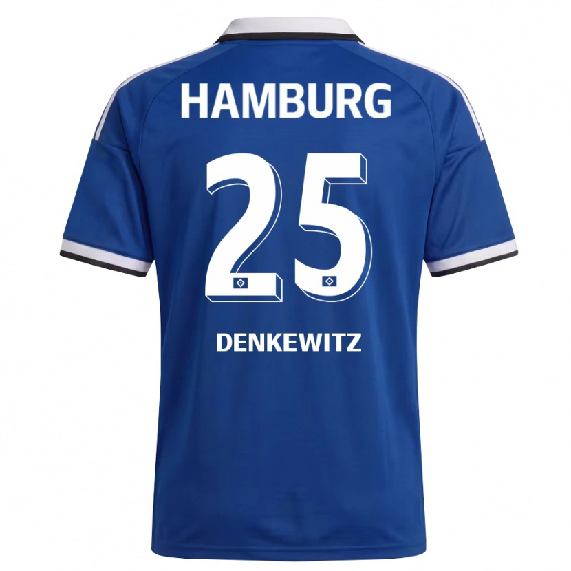 Danxen Uomo Maglia Nick Denkewitz #25 Bianco Blu Kit Gara Away 2026/27 Maglietta