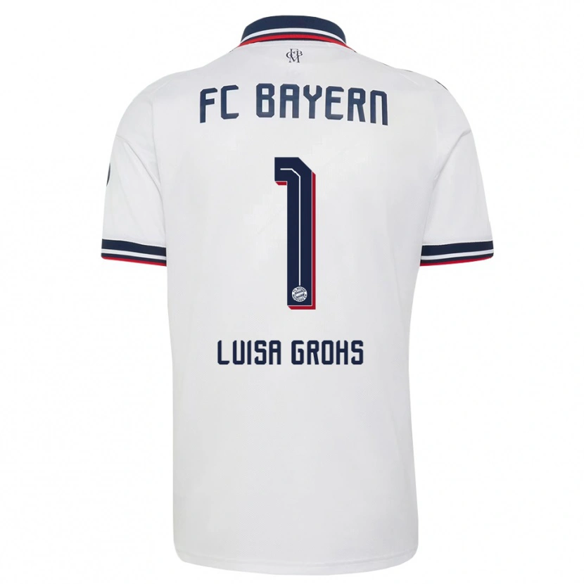Danxen Uomo Maglia Maria Luisa Grohs #1 Bianco Grigio Rosso Kit Gara Away 2026/27 Maglietta