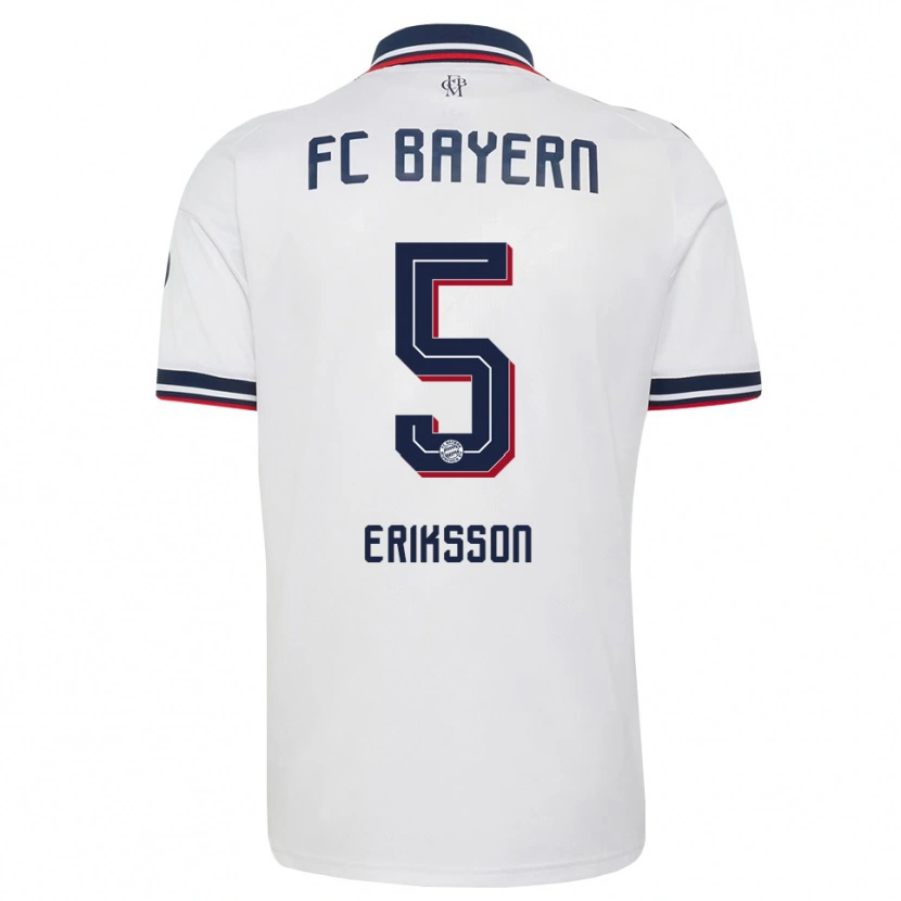 Danxen Uomo Maglia Magdalena Eriksson #5 Bianco Grigio Rosso Kit Gara Away 2026/27 Maglietta